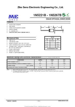 1N5221B Datasheet PDF Zibo Seno Electronic Engineering Co.,Ltd