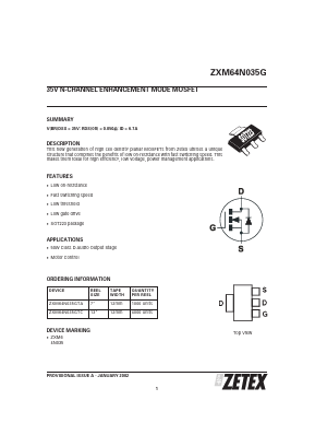 ZXM64N035GTA Datasheet PDF Zetex => Diodes