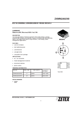 ZXMN2A02X8TA Datasheet PDF Zetex => Diodes