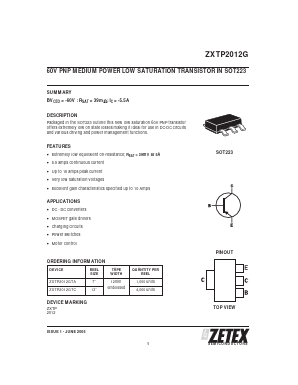 ZXTP2012GTA Datasheet PDF Zetex => Diodes