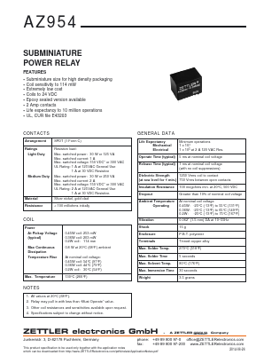AZ954Y-1C-12DM Datasheet PDF Zettler Electronics