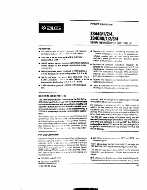 Z0844004PEC Datasheet PDF Zilog