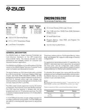 Z90209 Datasheet PDF Zilog