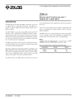 Z861405PSC Datasheet PDF Zilog