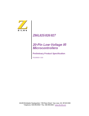 Z86L825 Datasheet PDF Zilog