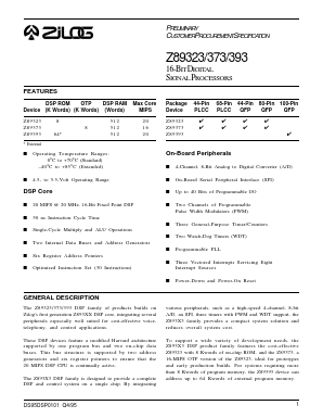 Z8937316FSC Datasheet PDF Zilog