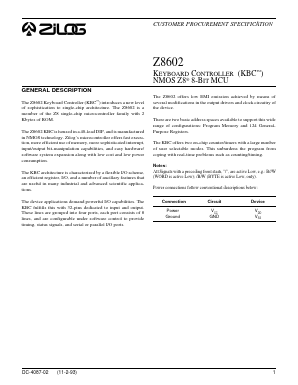 Z8602 Datasheet PDF Zilog